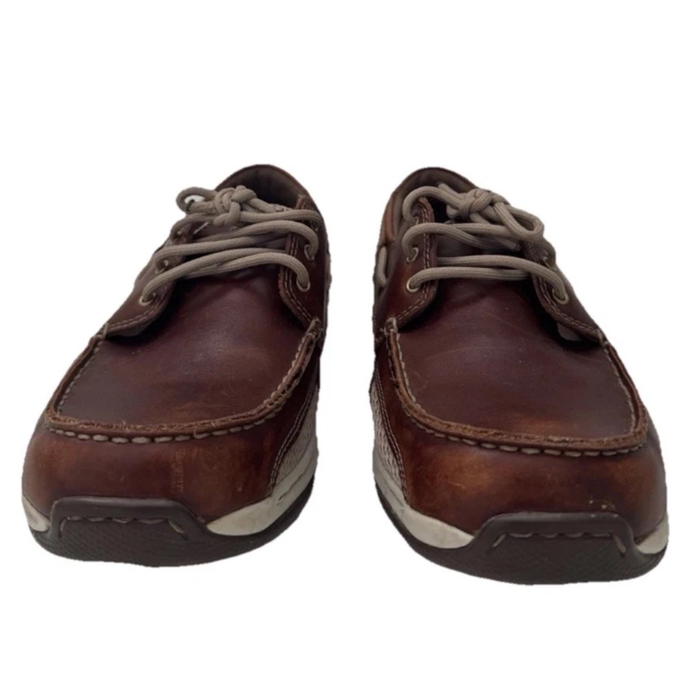 Dunham Mens Brown Leather Captain Boat Shoe Loafers Slip-ons, 8 2E Wide, EUC